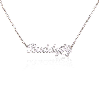 Classic Paw Print Name Necklace